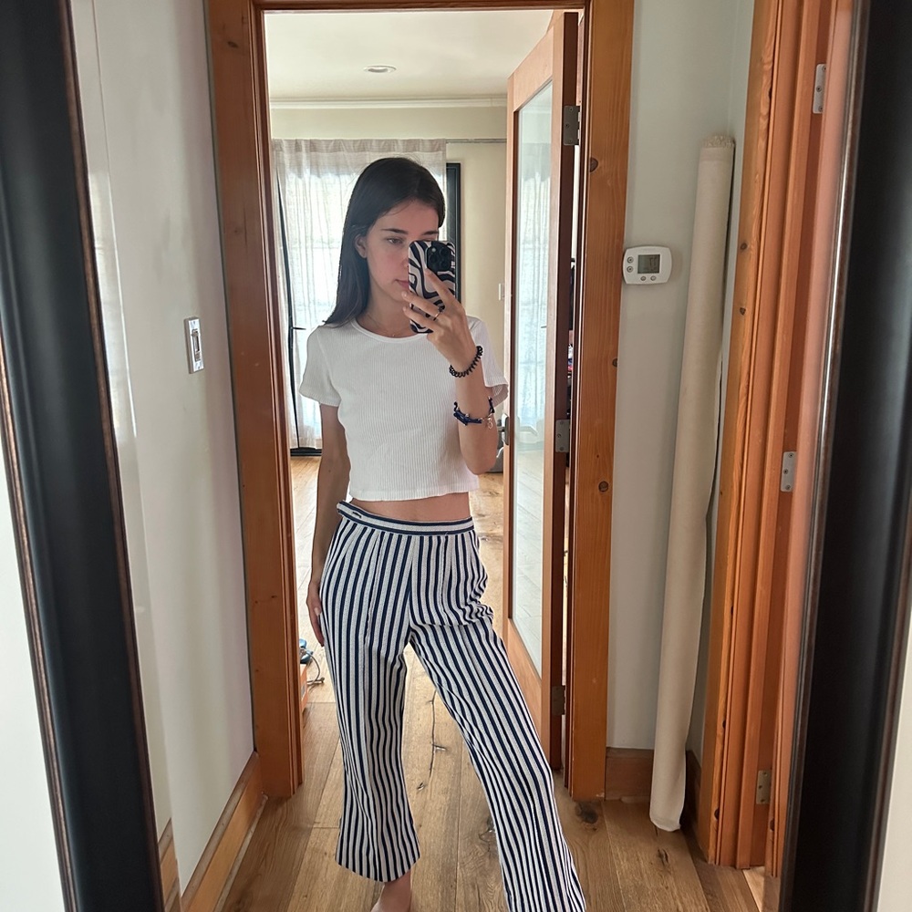 Vintage Striped Black and White Women's Pants